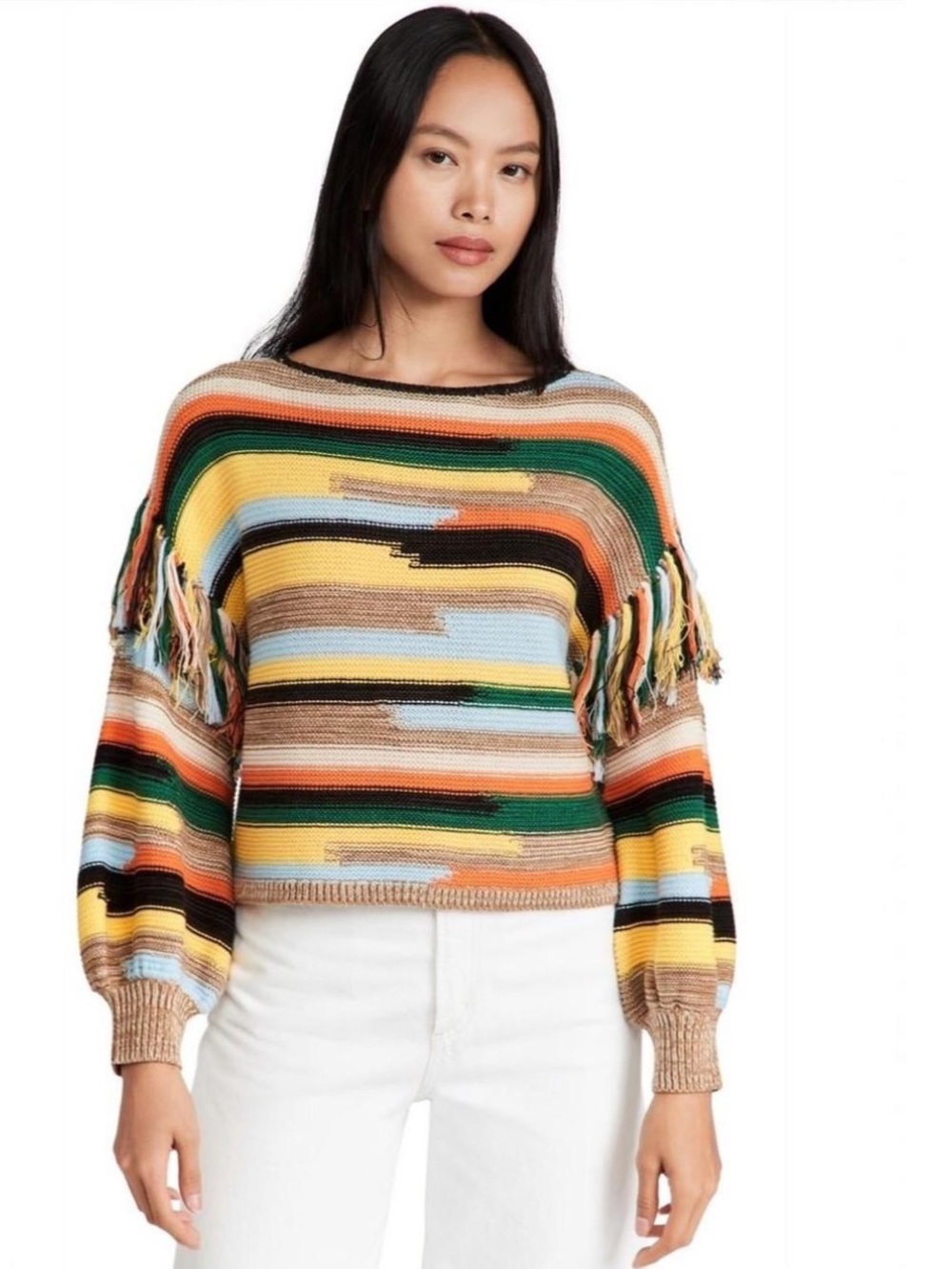 Alice + Olivia Claudette Fringe Sweater